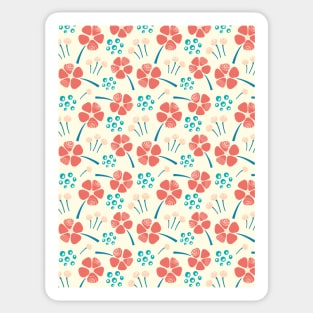 Abstract Floral Pattern in Blue, Teal, Peach, Salmon and Yellow Sticker